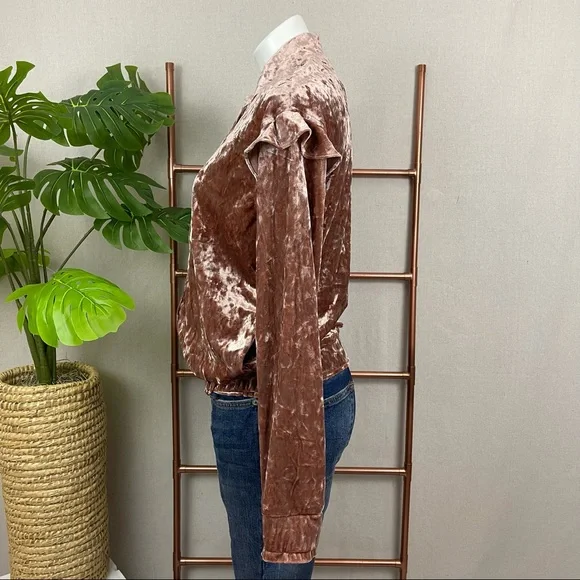 Anthropologie Sabina Musayev Pink Blushed Velvet Bomber Jacket (Sz Small) - Picture 8 of 11